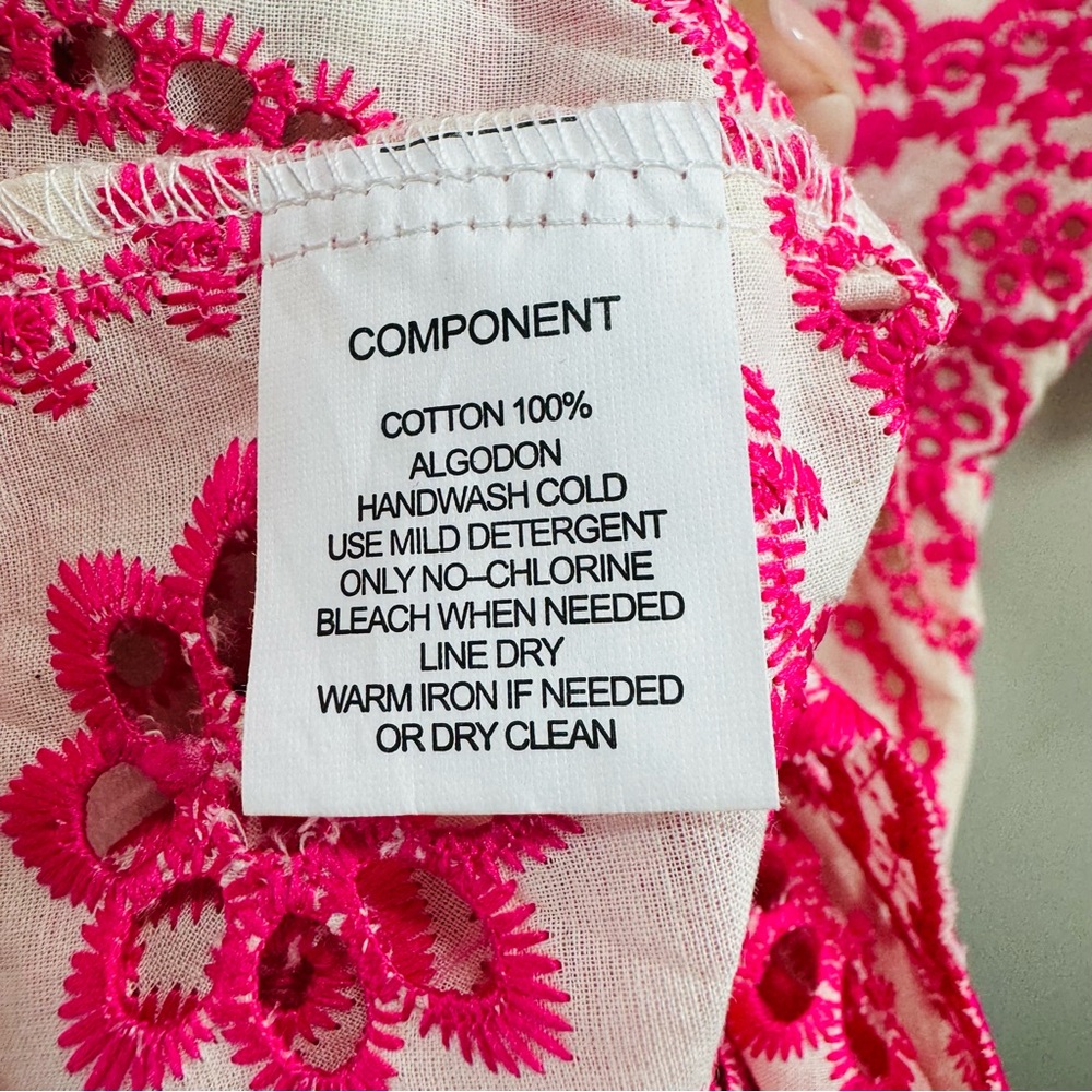 Brooklyns Dress Womens Med Pink Embroidered Floral Fit Flare Lined Boho Cotton - Picture 5 of 9